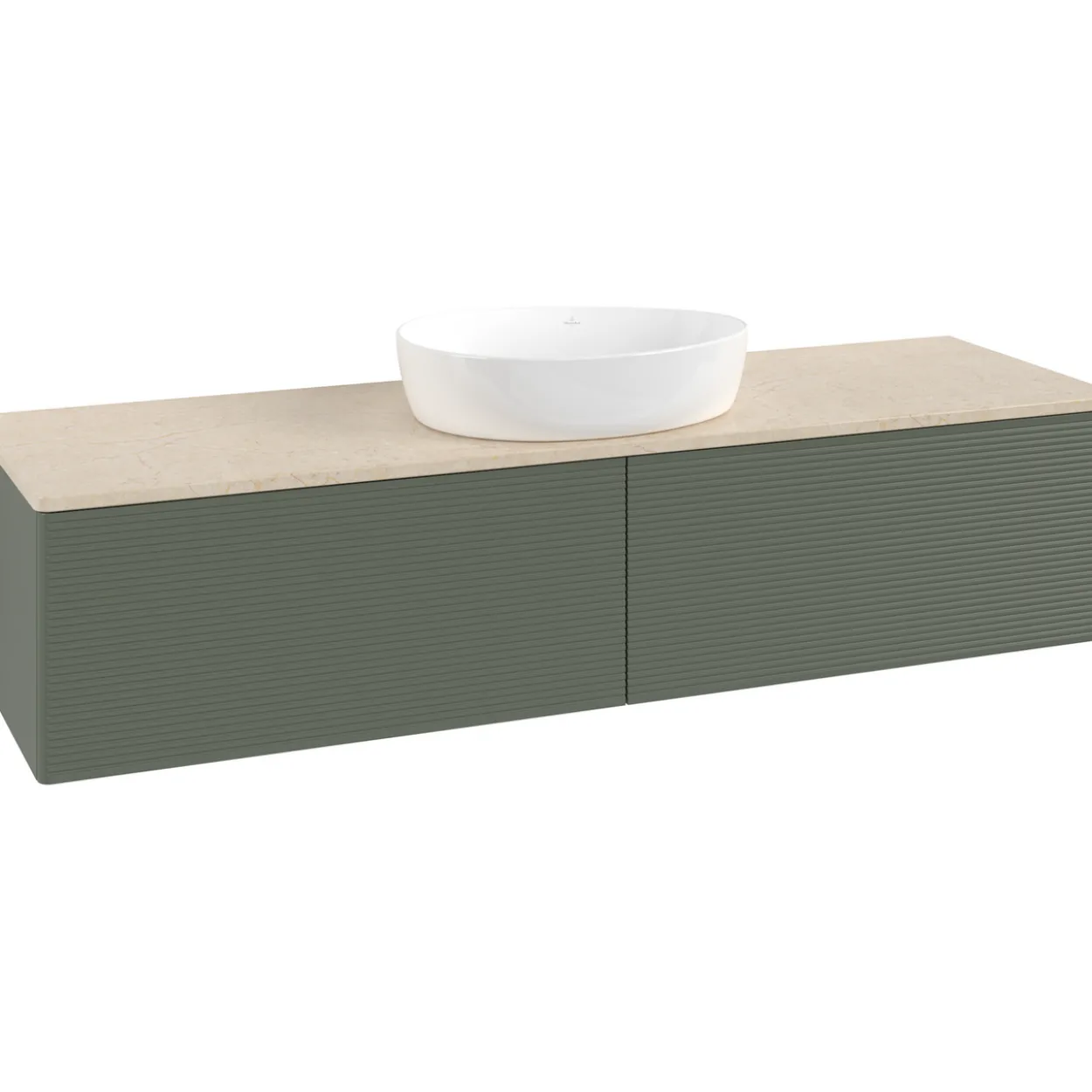 V&b antao servantskap 2 skuffer rillet 1600x360x500 u/kranhull grønn/créme