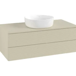 V&b antao servantskap 2 skuffer rillet 1000x360x500 u/kranhull silkegrå