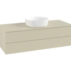 V&b antao servantskap 2 skuffer rillet 1200x360x500 u/kranhull silkegrå
