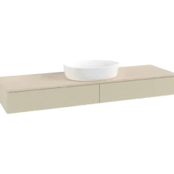 V&b antao servantskap 2 skuffer rillet 1600x190x500 u/kranhull silkegrå/créme
