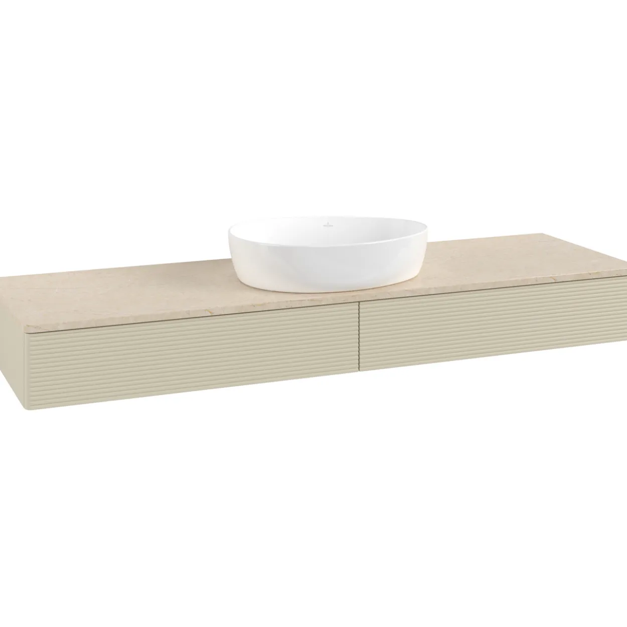 V&b antao servantskap 2 skuffer rillet 1600x190x500 u/kranhull silkegrå/créme