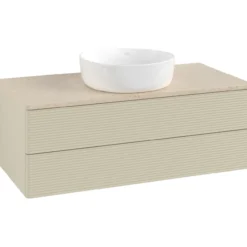 V&b antao servantskap 2 skuffer rillet 1000x360x500 u/kranhull silkegrå/créme