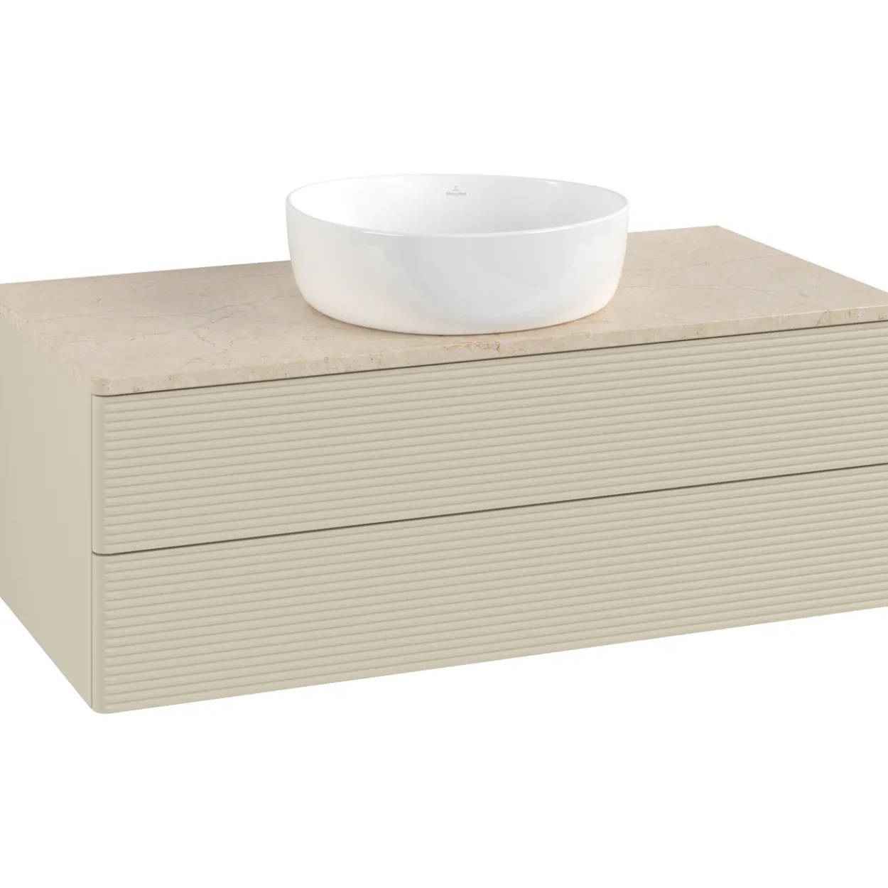 V&b antao servantskap 2 skuffer rillet 1000x360x500 u/kranhull silkegrå/créme