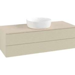 V&b antao servantskap 2 skuffer rillet 1200x360x500 u/kranhull silkegrå/créme