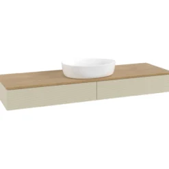 V&b antao servantskap 2 skuffer rillet 1600x190x500 u/kranhull silkegrå/eik