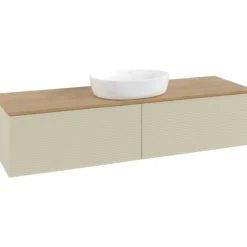 V&b antao servantskap 2 skuffer rillet 1600x360x500 u/kranhull silkegrå/eik