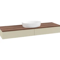 V&b antao servantskap 2 skuffer rillet 1600x190x500 u/kranhull silkegrå/valnøtt