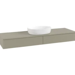 V&b antao servantskap 2 skuffer rillet 1600x190x500 u/kranhull stengrå