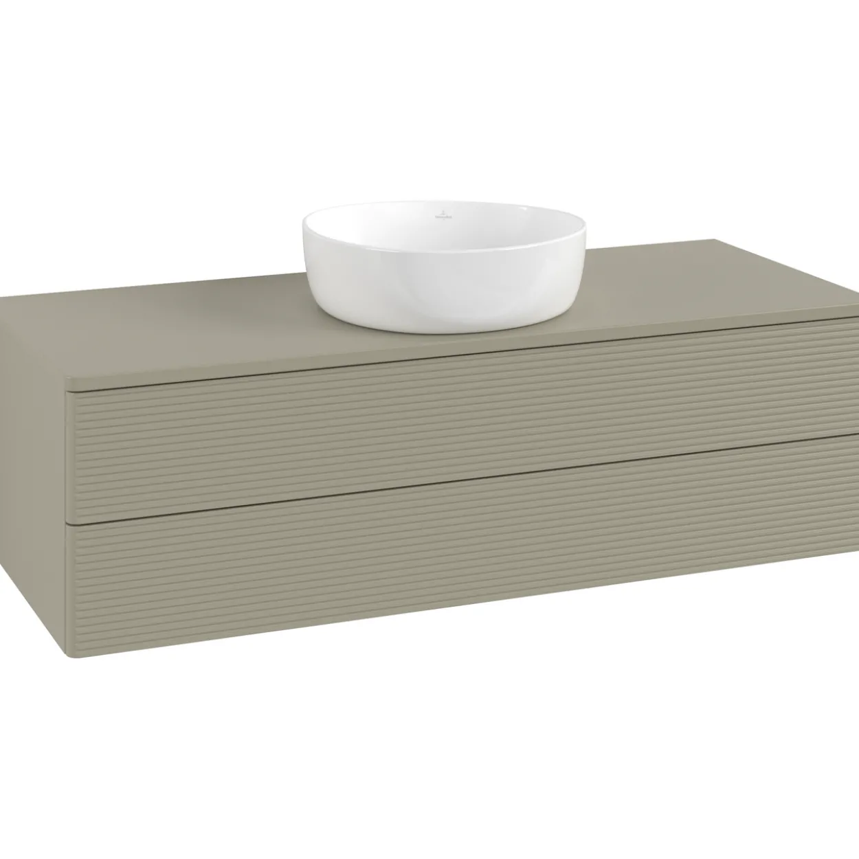 V&b antao servantskap 2 skuffer rillet 1200x360x500 u/kranhull stengrå