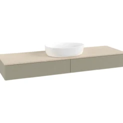 V&b antao servantskap 2 skuffer rillet 1600x190x500 u/kranhull stengrå/créme