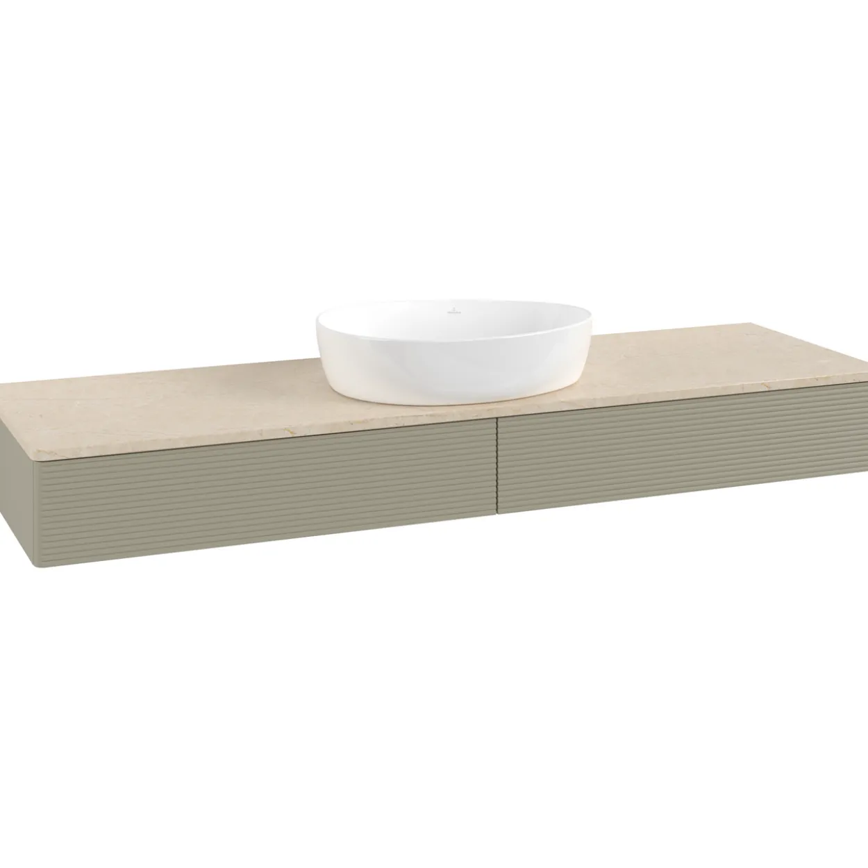 V&b antao servantskap 2 skuffer rillet 1600x190x500 u/kranhull stengrå/créme