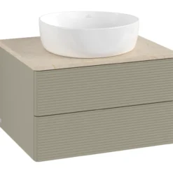 V&b antao servantskap 2 skuffer rillet 600x360x500 u/kranhull stengrå/créme
