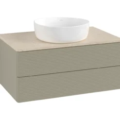 V&b antao servantskap 2 skuffer rillet 800x360x500 u/kranhull stengrå/créme