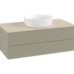 V&b antao servantskap 2 skuffer rillet 1000x360x500 u/kranhull stengrå/créme