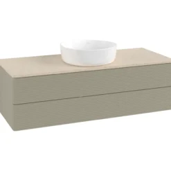 V&b antao servantskap 2 skuffer rillet 1200x360x500 u/kranhull stengrå/créme