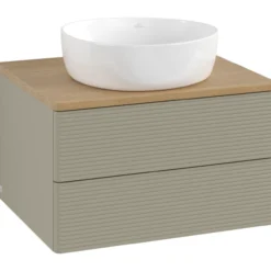 V&b antao servantskap 2 skuffer rillet 600x360x500 u/kranhull stengrå/eik