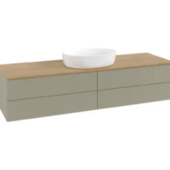 V&b antao servantskap 4 skuffer rillet 1600x360x500 u/kranhull stengrå/eik