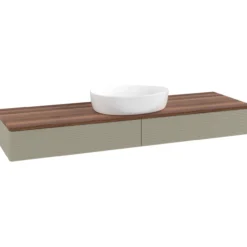 V&b antao servantskap 2 skuffer rillet 1600x190x500 u/kranhull stengrå/valnøtt