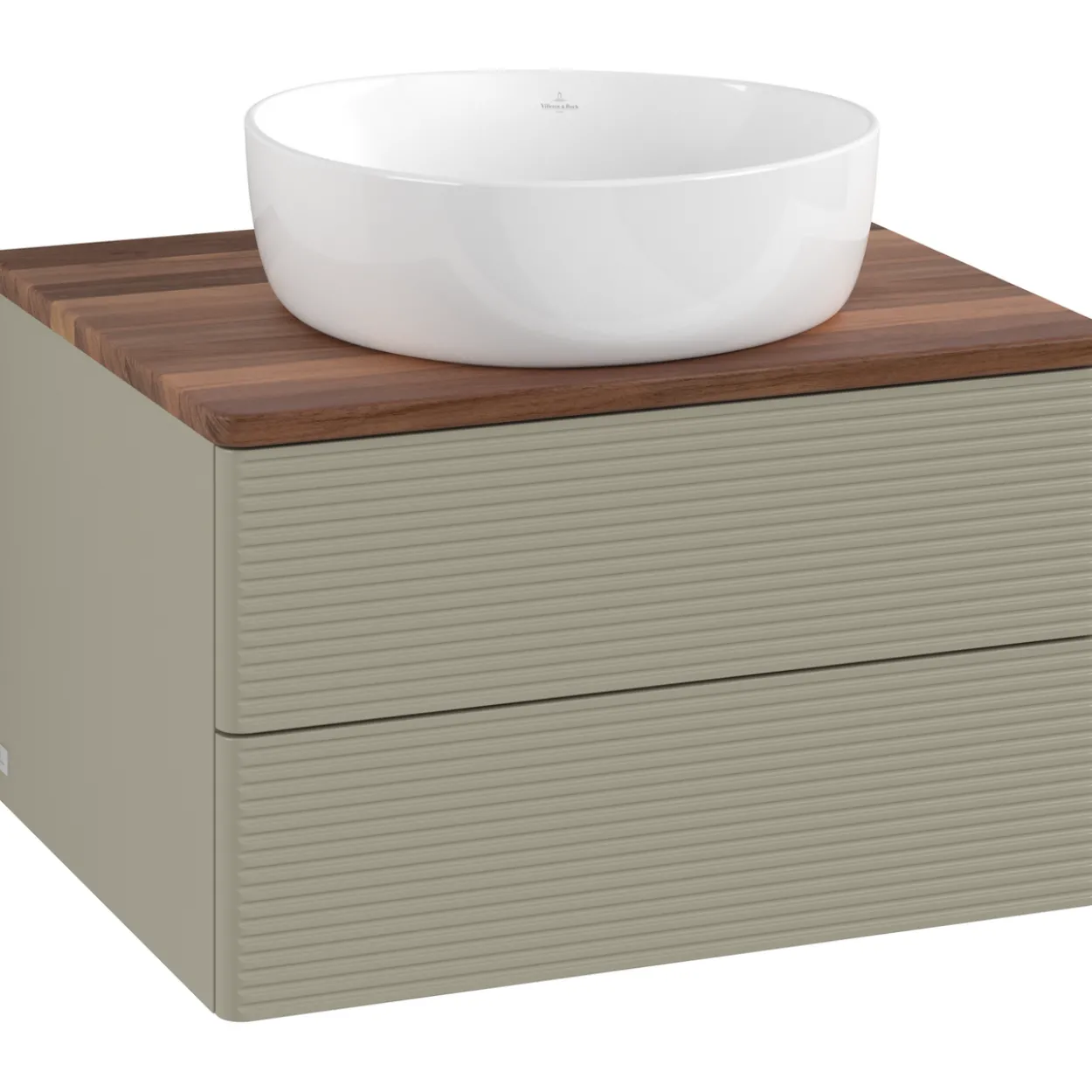 V&b antao servantskap 2 skuffer rillet 600x360x500 u/kranhull stengrå/valnøtt