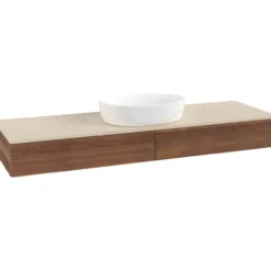 V&b antao servantskap 2 skuffer rillet 1600x190x500 u/kranhull valnøtt/créme