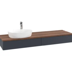V&b antao servantskap 2 skuffer rillet 1600x190x500 venstre m/kranhull blå/valnøtt