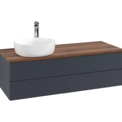 V&b antao servantskap 2 skuffer rillet 1200x360x500 venstre m/kranhull blå/valnøtt