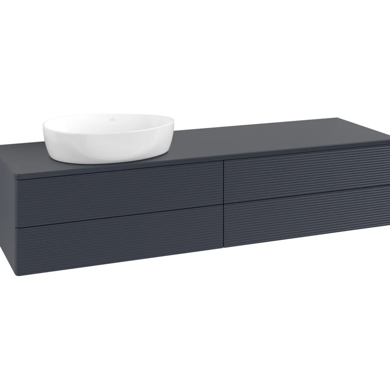 V&b antao servantskap 4 skuffer rillet 1600x360x500 venstre m/kranhull blå
