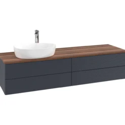 V&b antao servantskap 4 skuffer rillet 1600x360x500 venstre m/kranhull blå/valnøtt