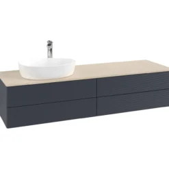 V&b antao servantskap 4 skuffer rillet 1600x360x500 venstre m/kranhull blå/créme
