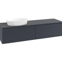 V&b antao servantskap 2 skuffer rillet 1600x360x500 venstre m/kranhull blå