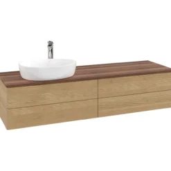 V&b antao servantskap 4 skuffer rillet 1600x360x500 venstre m/kranhull eik/valnøtt