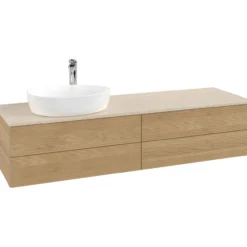 V&b antao servantskap 4 skuffer rillet 1600x360x500 venstre m/kranhull eik/créme
