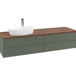 V&b antao servantskap 4 skuffer rillet 1600x360x500 venstre m/kranhull grønn/valnøtt