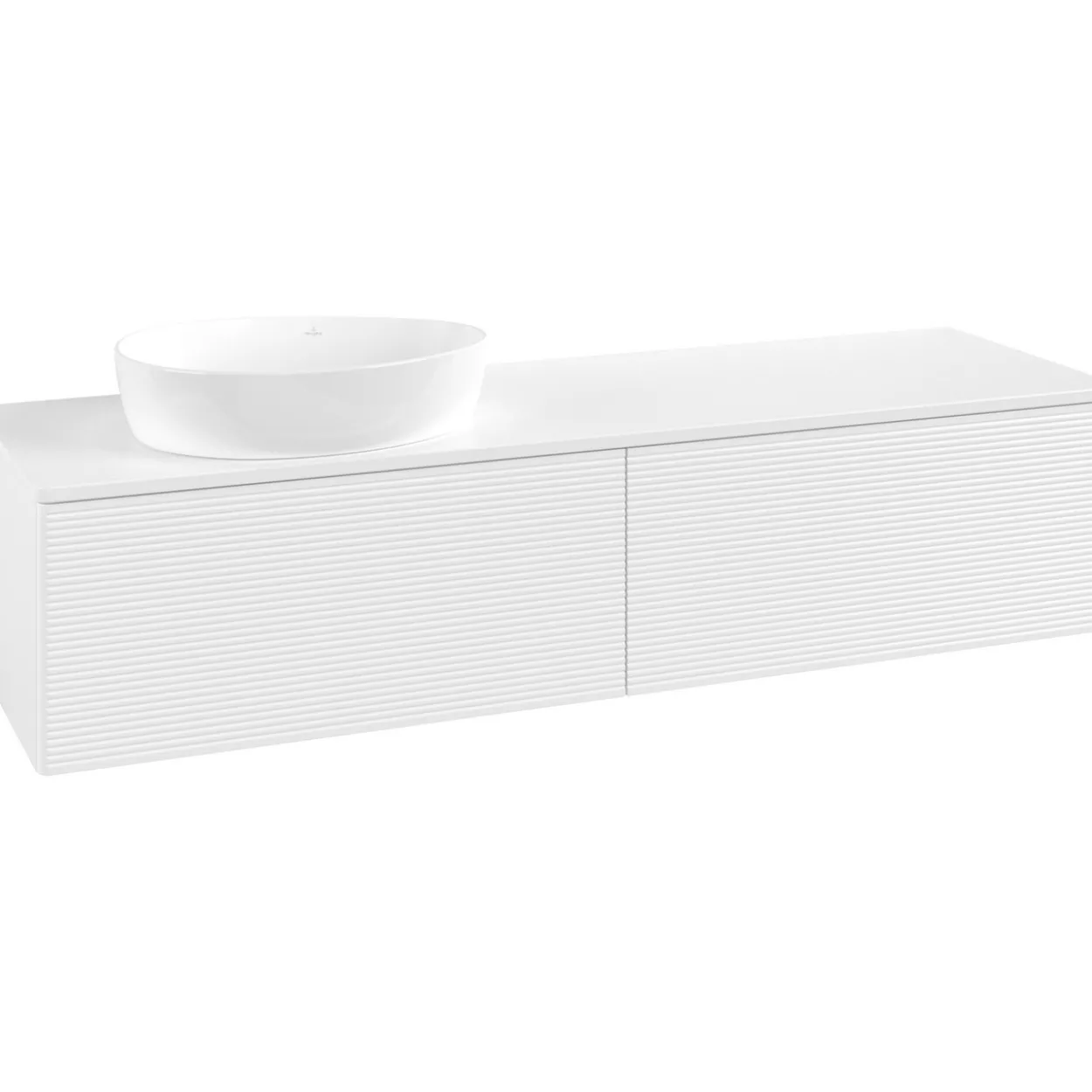 V&b antao servantskap 2 skuffer rillet 1600x360x500 venstre m/kranhull matt hvit