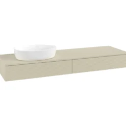 V&b antao servantskap 2 skuffer rillet 1600x190x500 venstre m/kranhull silkegrå