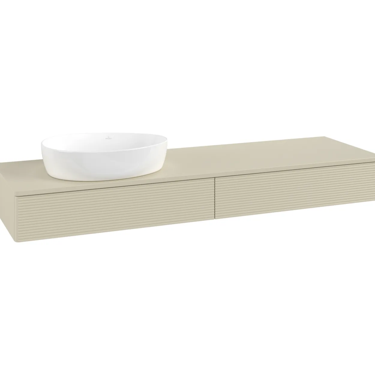 V&b antao servantskap 2 skuffer rillet 1600x190x500 venstre m/kranhull silkegrå