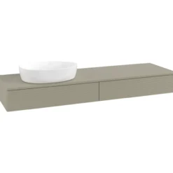 V&b antao servantskap 2 skuffer rillet 1600x190x500 venstre m/kranhull stengrå