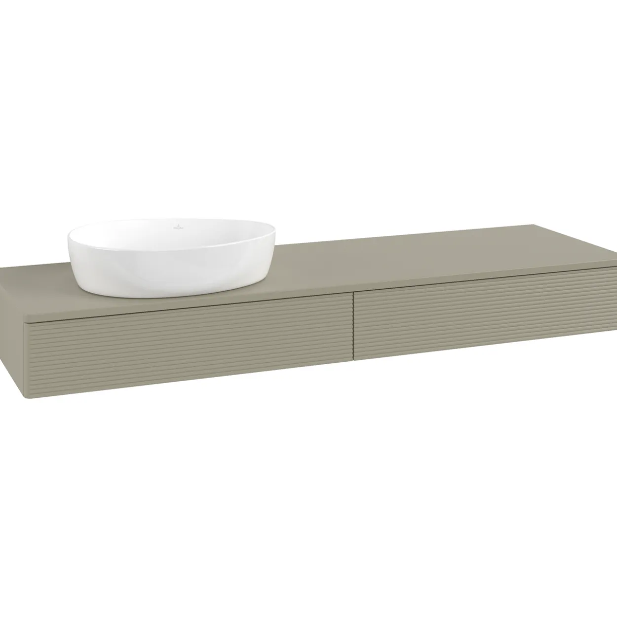V&b antao servantskap 2 skuffer rillet 1600x190x500 venstre m/kranhull stengrå