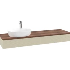 V&b antao servantskap 2 skuffer rillet 1600x190x500 venstre m/kranhull silkegrå/valnøtt