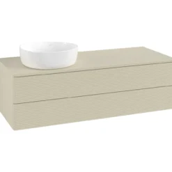 V&b antao servantskap 2 skuffer rillet 1200x360x500 venstre m/kranhull silkegrå