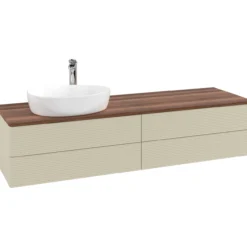 V&b antao servantskap 4 skuffer rillet 1600x360x500 venstre m/kranhull silkegrå/valnøtt