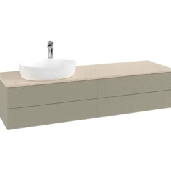 V&b antao servantskap 4 skuffer rillet 1600x360x500 venstre m/kranhull stengrå/créme