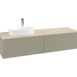 V&b antao servantskap 2 skuffer rillet 1600x360x500 venstre m/kranhull stengrå/créme