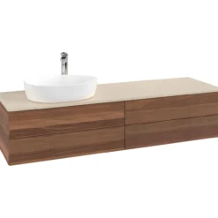 V&b antao servantskap 4 skuffer rillet 1600x360x500 venstre m/kranhull valnøtt/créme