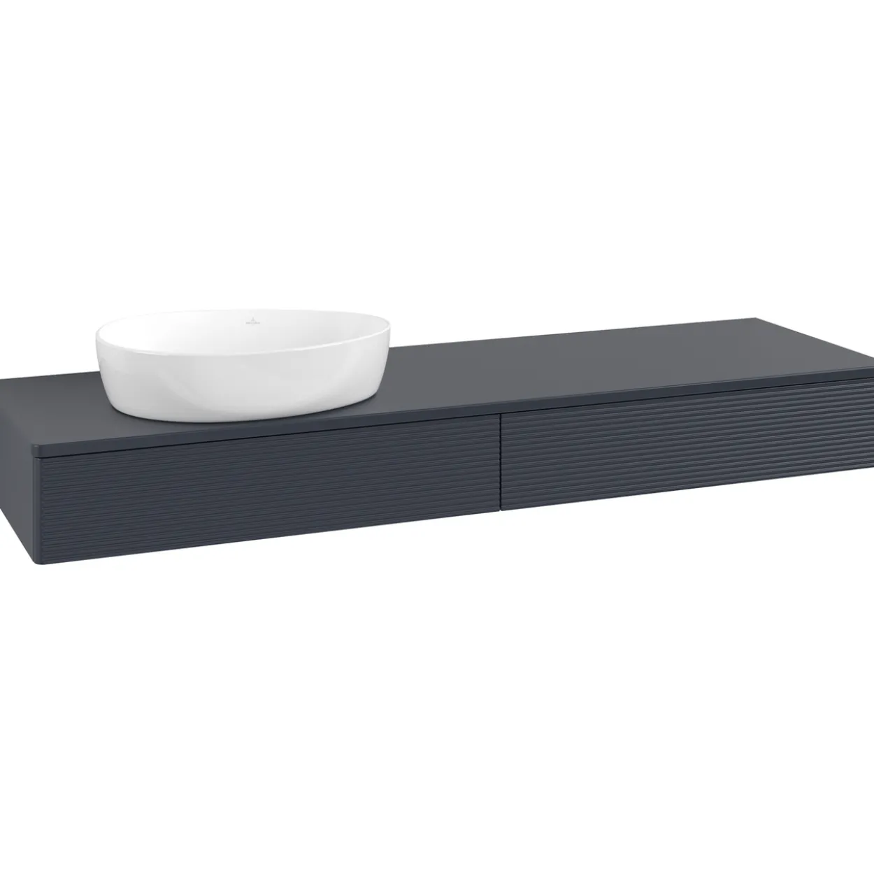 V&b antao servantskap 2 skuffer rillet 1600x190x500 venstre u/kranhull blå