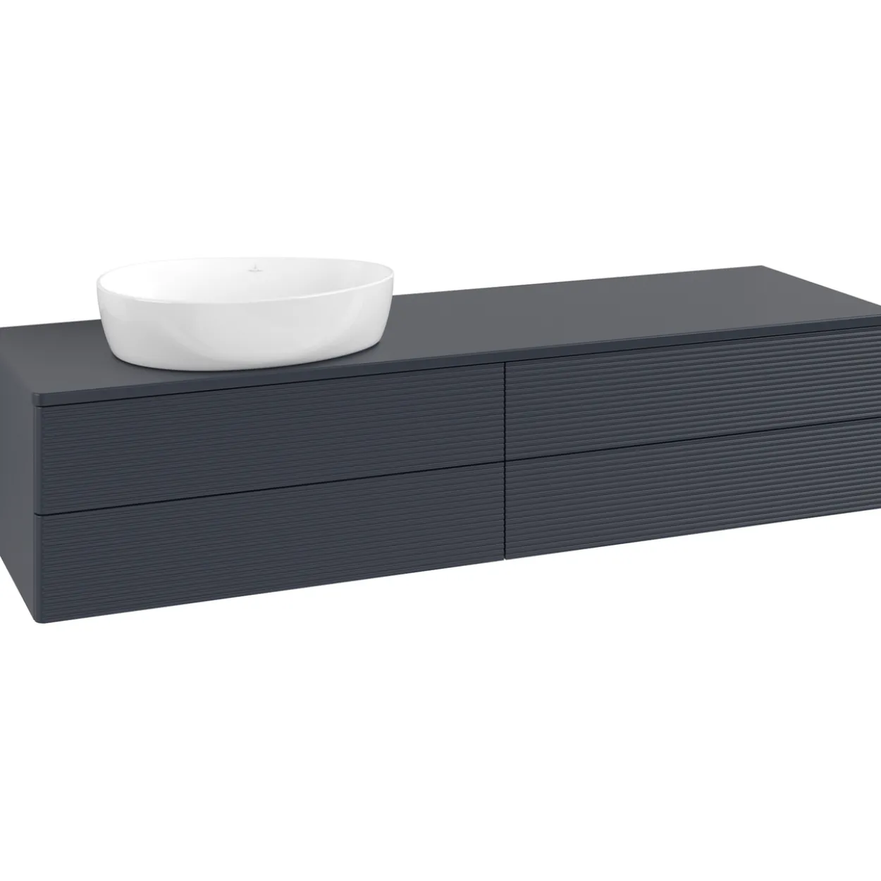V&b antao servantskap 4 skuffer rillet 1600x360x500 venstre u/kranhull blå