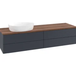 V&b antao servantskap 4 skuffer rillet 1600x360x500 venstre u/kranhull blå/valnøtt