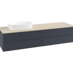 V&b antao servantskap 4 skuffer rillet 1600x360x500 venstre u/kranhull blå/créme
