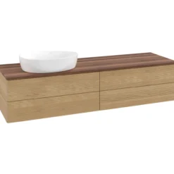 V&b antao servantskap 4 skuffer rillet 1600x360x500 venstre u/kranhull eik/valnøtt