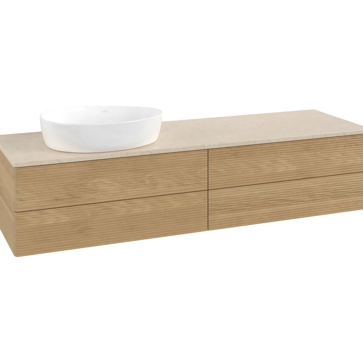 V&b antao servantskap 4 skuffer rillet 1600x360x500 venstre u/kranhull eik/créme